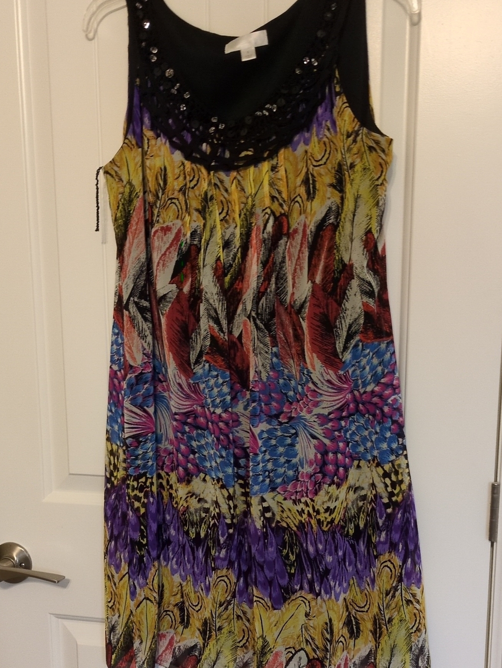 Beaded Scoop Neck Multicolor Maxi Dress